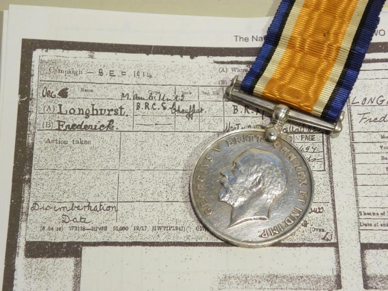 British War medal to Longhurst BRC & St J of J Ambulance Driver.