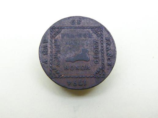 Very Rare 18th century Anti French Satirical Half Penny Token.