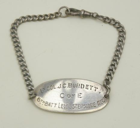 Original WW1 ID Bracelet of Lieut Col Burdett DSO. MC 