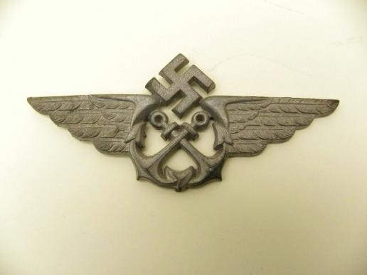 Rare Nazi Air Sea Rescue Officers Cap Badge.