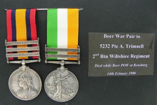 Boer War Pair to Trimnell Wiltshire Reg. POW Casualty.