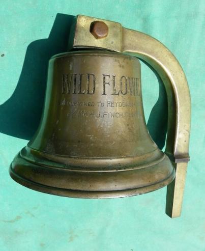 Victorian Ships Brass Bell From The Wild Flower, Famed Rescue Vessel