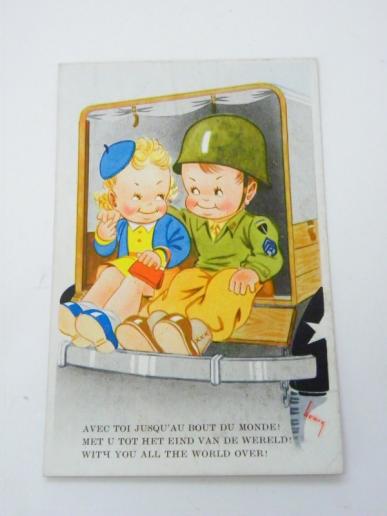 WW2 Era Tri-Lingual Postcard