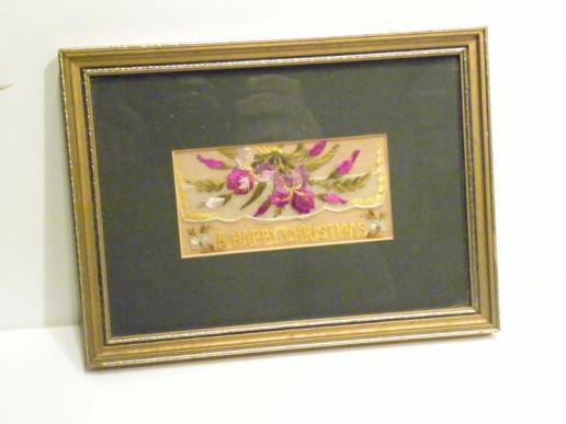 Framed WW1 French Silk Greetings Card.