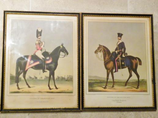 Attractive Pair of Vintage Framed & Glazed  Prints ‘Officers of the British Army.