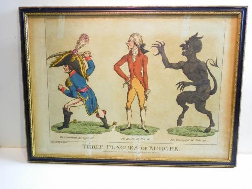 Rare 18th C Satirical Print by West Napoleonic War Interest