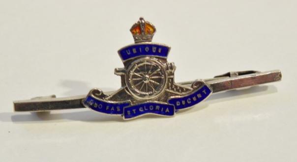 WW2 Era Silver & Enamel Royal Artillery Sweetheart Badge