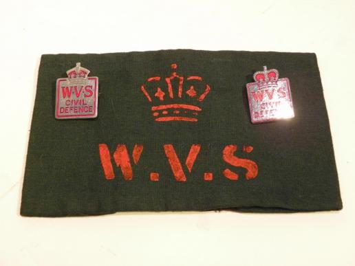 WW2 Era Women’s Voluntary Service Arm Band & Badges