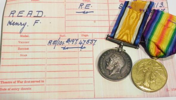 WW1 Medal Pair to Sapper Read Royal Engineers.