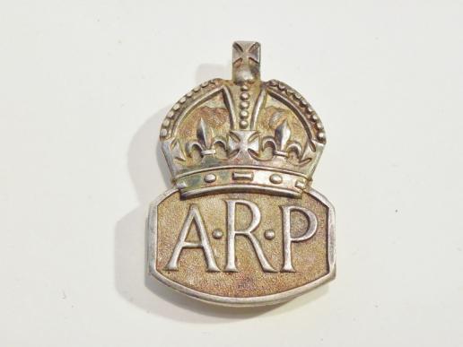 WW2 Era Sterling Silver ARP Badge London 1939 (button back)