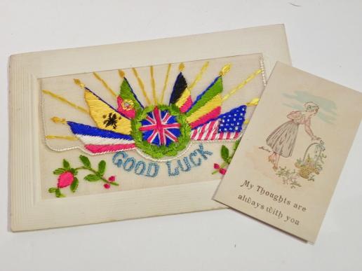 WW1 Silk Postcard - Good Luck