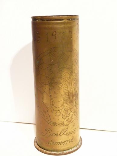 Unusual WW1 Dated 1917 German Trench Art Shell Case