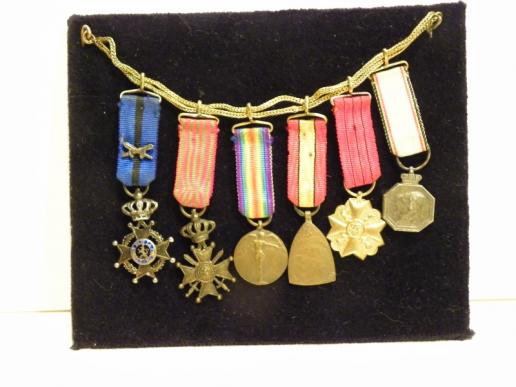 Rare WW1 Belgian Officers Miniature Medal Neck Chain.