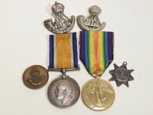 WW1 Medal Pair, Badges & Fobs to Hamilton DLI