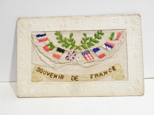 WW1 Era Silk Postcard – Souvenir De France
