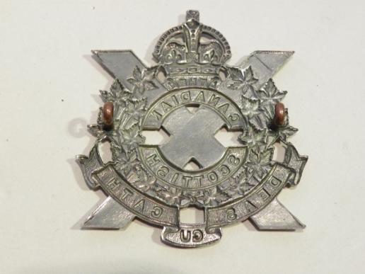 WW2 Canadian Scottish Silver Plated Cap Badge