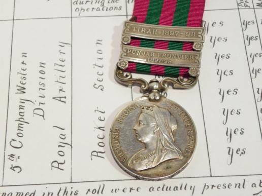 Scarce India General Service Medal to More Durham Vol RA Rocket Section. 