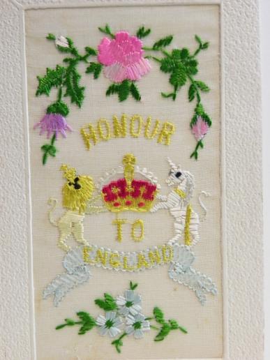 WW1 Silk Postcard – Honour to England