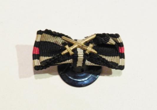 WW1 Era German Miniature Double Medal Ribbon Bar with Crossed Swords Device