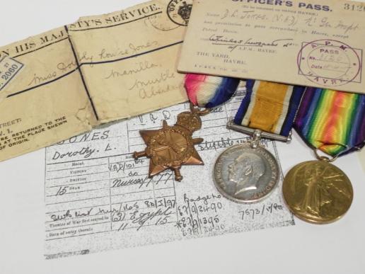  WW1 1915 Star Trio to Nurse Jones VAD.