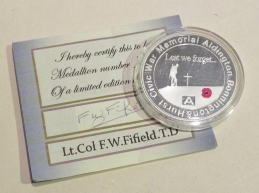 Aldington Bonnington War Memorial Ltd Edition Collectors Coin (3)