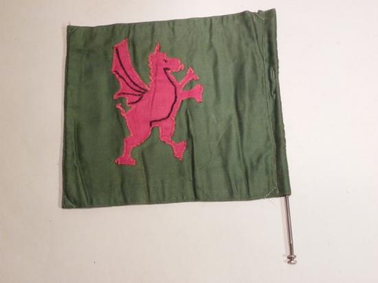 WW2 Era made in the Field Cloth Car Pennant Royal Welsh Fusiliers