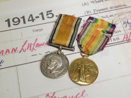 WW1 Victory & British War Medals – Boardman North Lancashire Reg