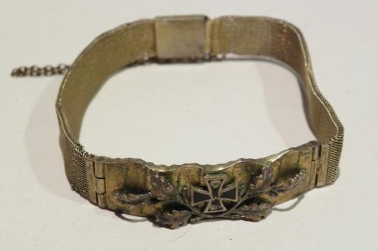 Superb WW1 German Silver Gilt Sweetheart Bracelet with Iron Cross