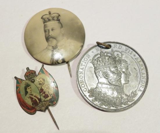 Three Edward VII Commemorative Badges & Medallion
