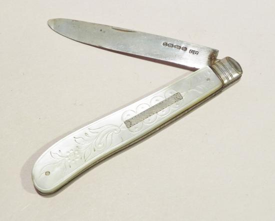 Superb Victorian Silver & Mother-of-Pearl Fruit Knife 1869 G. Unite