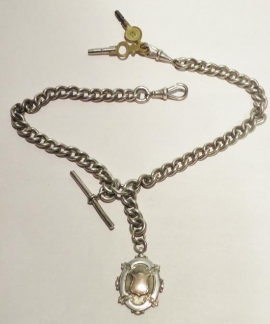 Heavy Large Link Hallmarked Silver Albert Watch Chain B’ham 1919