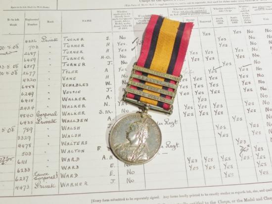 Superb 4 Bar QSA Medal to Walker Border Regiment.