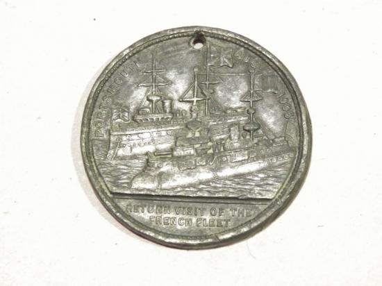 1905 White Metal Medallion Anglo French Fleets Visit Portsmouth