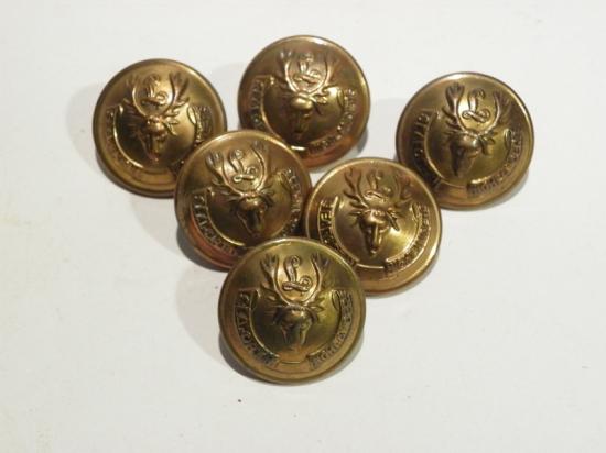 Set of Six WW1 Seaforth Highlanders Brass Buttons