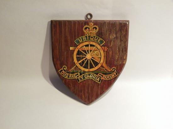 Good Vintage Hand Painted Royal Artillery Oak Plaque