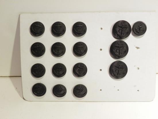 Selection of WW2 Era Black Bakelite Navy Buttons