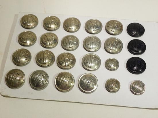 Group of 24 WW2 Era National Fire Service Buttons