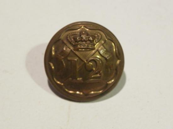 Victorian Small Brass 12th Royal Lancers Coate Button