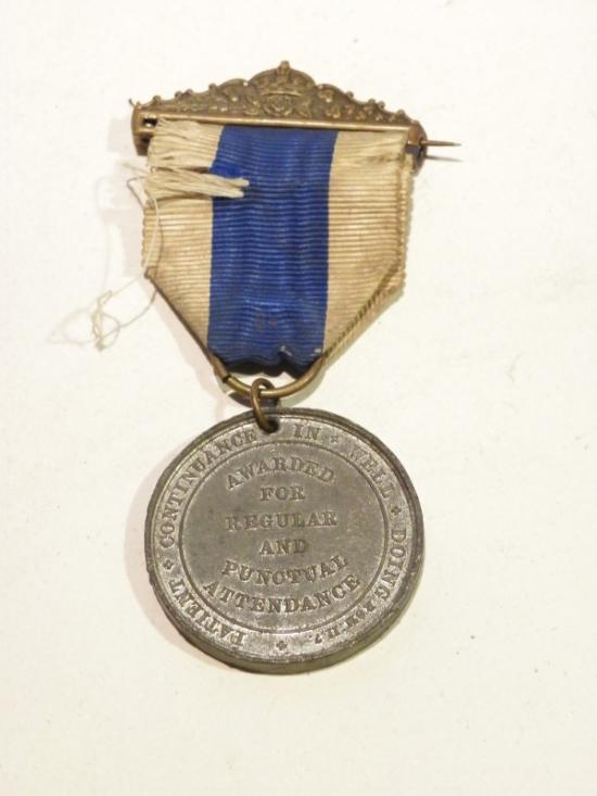 Antique White Metal Sunday School Award of Merit Medal