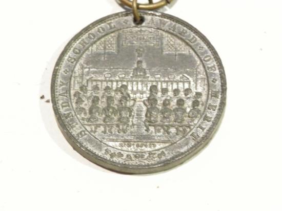 Antique White Metal Sunday School Award of Merit Medal