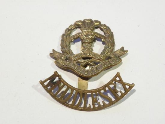 WW1 Middlesex Reg Cap and Shoulder Badge