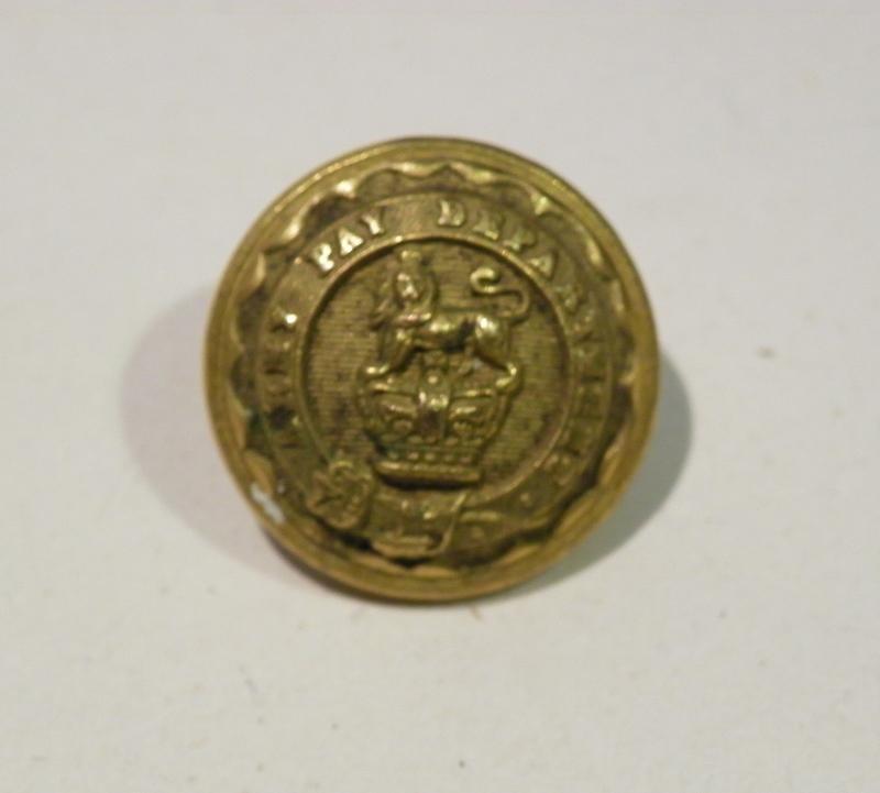 Victorian Army Pay Corps Brass Tunic Button