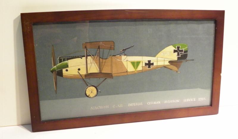 Hand Painted Water Colour German Albatross Bi-Plane.