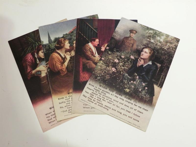 Set of Four WW1 Era Bamforth & Co ‘Songs’ Series Postcards – When You Come Home