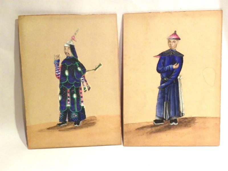 Pair of 19thC Hand Painted Oriental Pictures