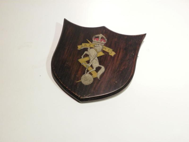 WW2 Era REME Hand Painted Wooden Shield