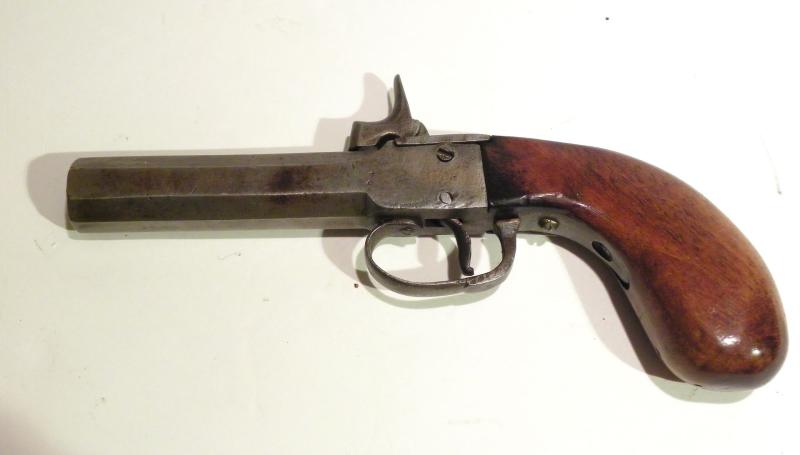 19th Century Large Bore Pocket Percussion Pistol.