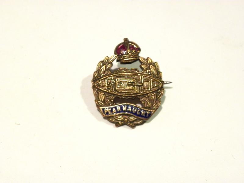 Small Sized Brass & Enamel Tank Corps Sweetheart Badge – Fearnaught