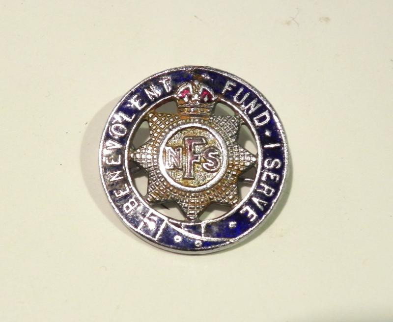 Scarce WW2 Era National Fire Service Benevolent Fund Badge