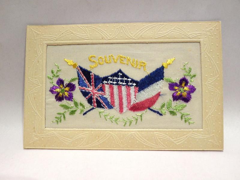 WW1 Silk Postcard – Flags of the Allies